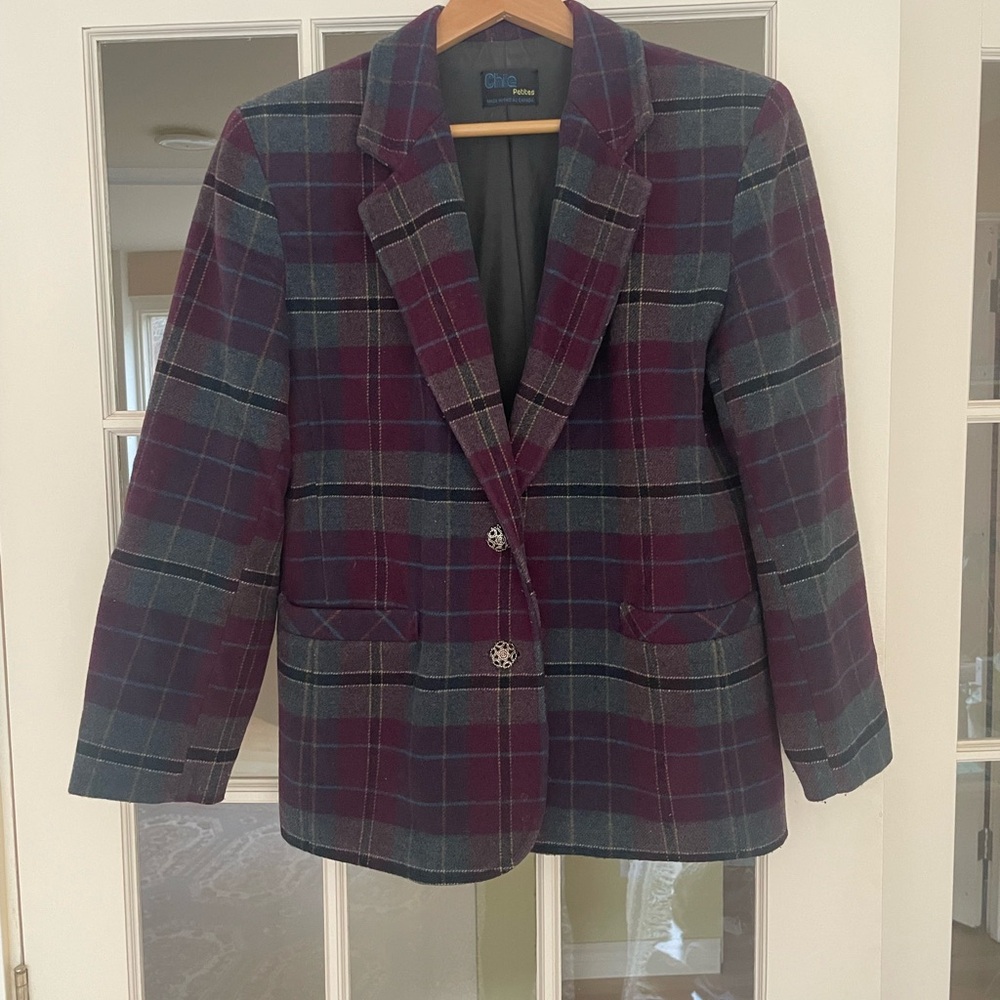Vintage - 🇨🇦 Made in Canada - Purple and grey Plaid Wool-Blend Blazer